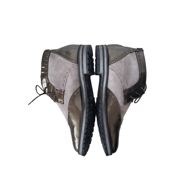 New Ingledew's suede & patent brogue wingtip oxford lace up dress boots - Picture 4 of 9